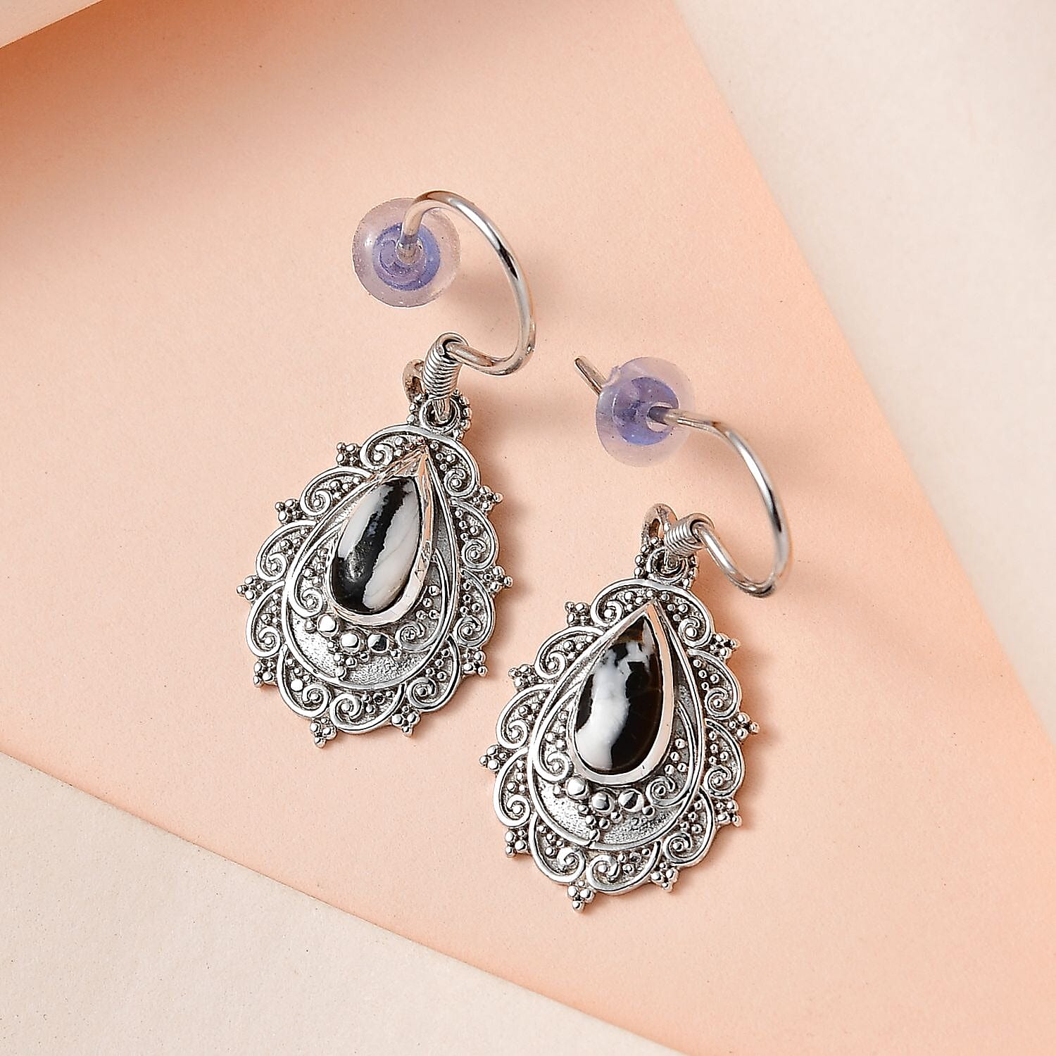 White Buffalo Lever Back 1.38 ctw Earrings in Platinum Over Sterling Silver