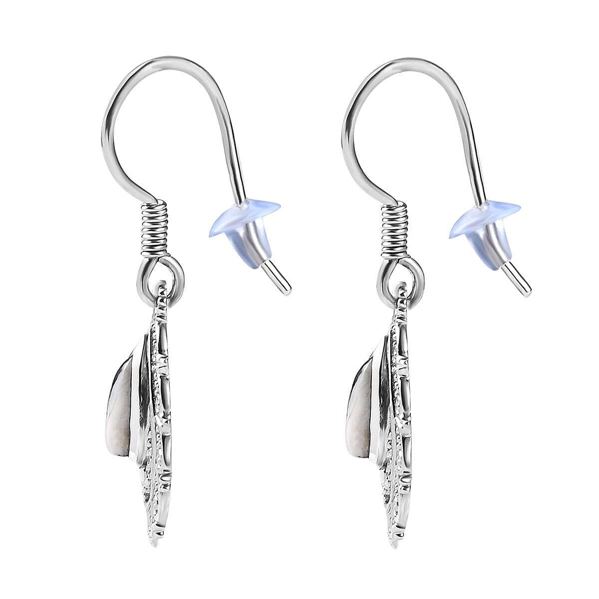 White Buffalo Lever Back 1.38 ctw Earrings in Platinum Over Sterling Silver