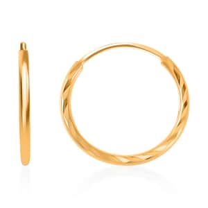 24K Yellow Gold Electroform Texture Hoop Earrings