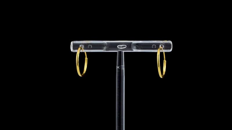 24K Yellow Gold Electroform Texture Hoop Earrings
