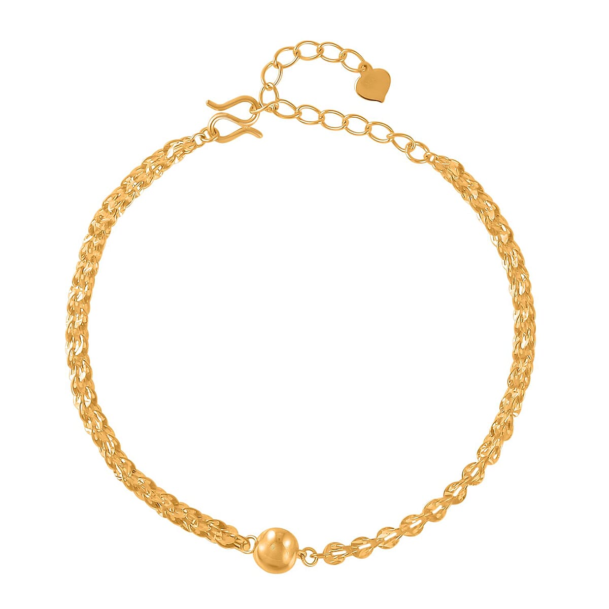 24K Yellow Gold Electroform 2.5mm Phoenix Tail Chain Bracelet (6.50-8.0In) 4.35 Grams image number 0