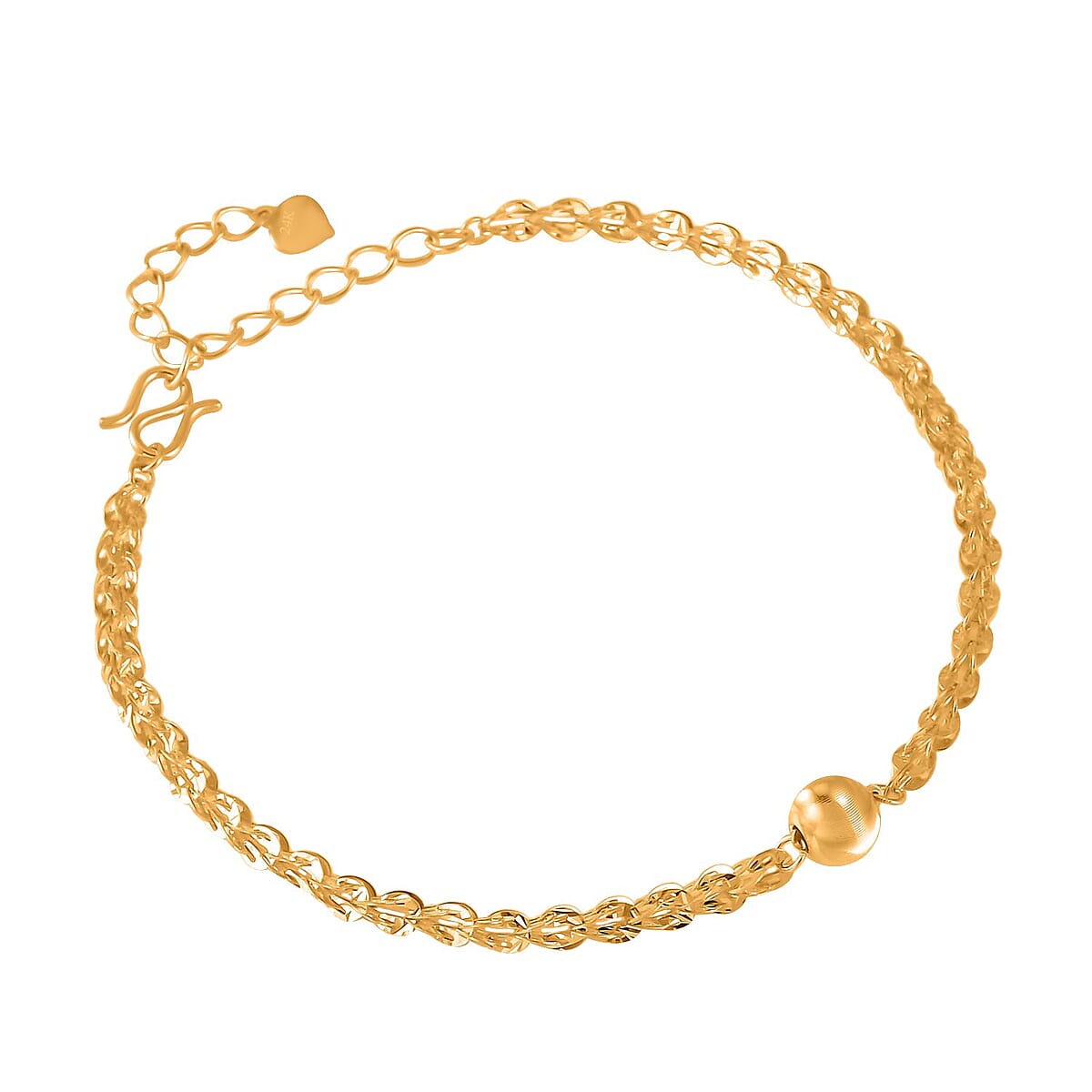 24K Yellow Gold Electroform 2.5mm Phoenix Tail Chain Bracelet (6.50-8.0In) 4.35 Grams image number 1