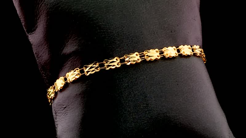 24K Yellow Gold Electroform Link Chain Bracelet (6.5-8In) 5.20 Grams