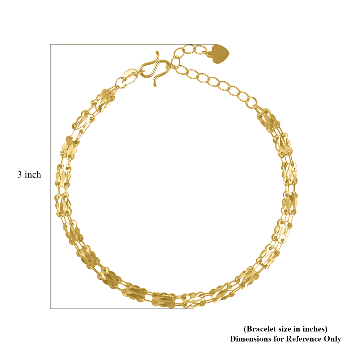 24K Yellow Gold Electroform Link Chain Bracelet (6.5-8In) 5.20 Grams image number 3