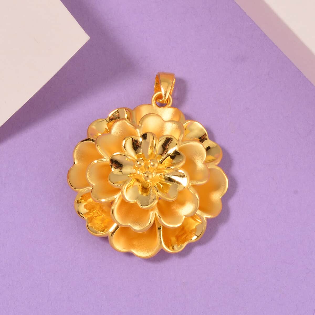 Electroform Floral Pendant in 24K Yellow Gold 4.65 Grams image number 1