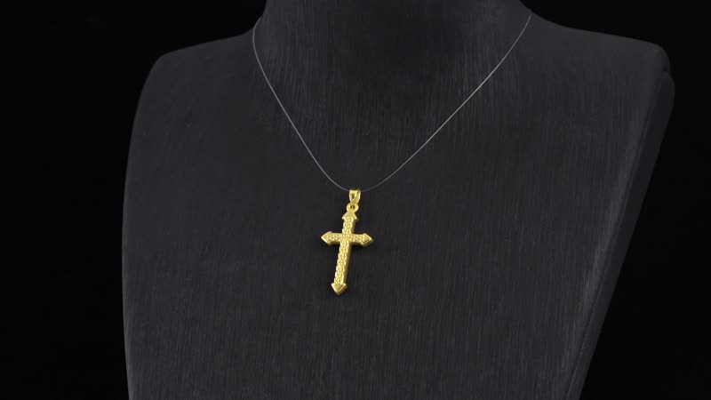 Electroform Textured Cross Pendant without Chain in 24K Yellow Gold 2.50 Grams