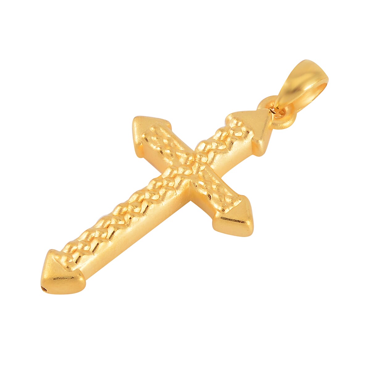 Electroform Textured Cross Pendant without Chain in 24K Yellow Gold 2.50 Grams image number 2