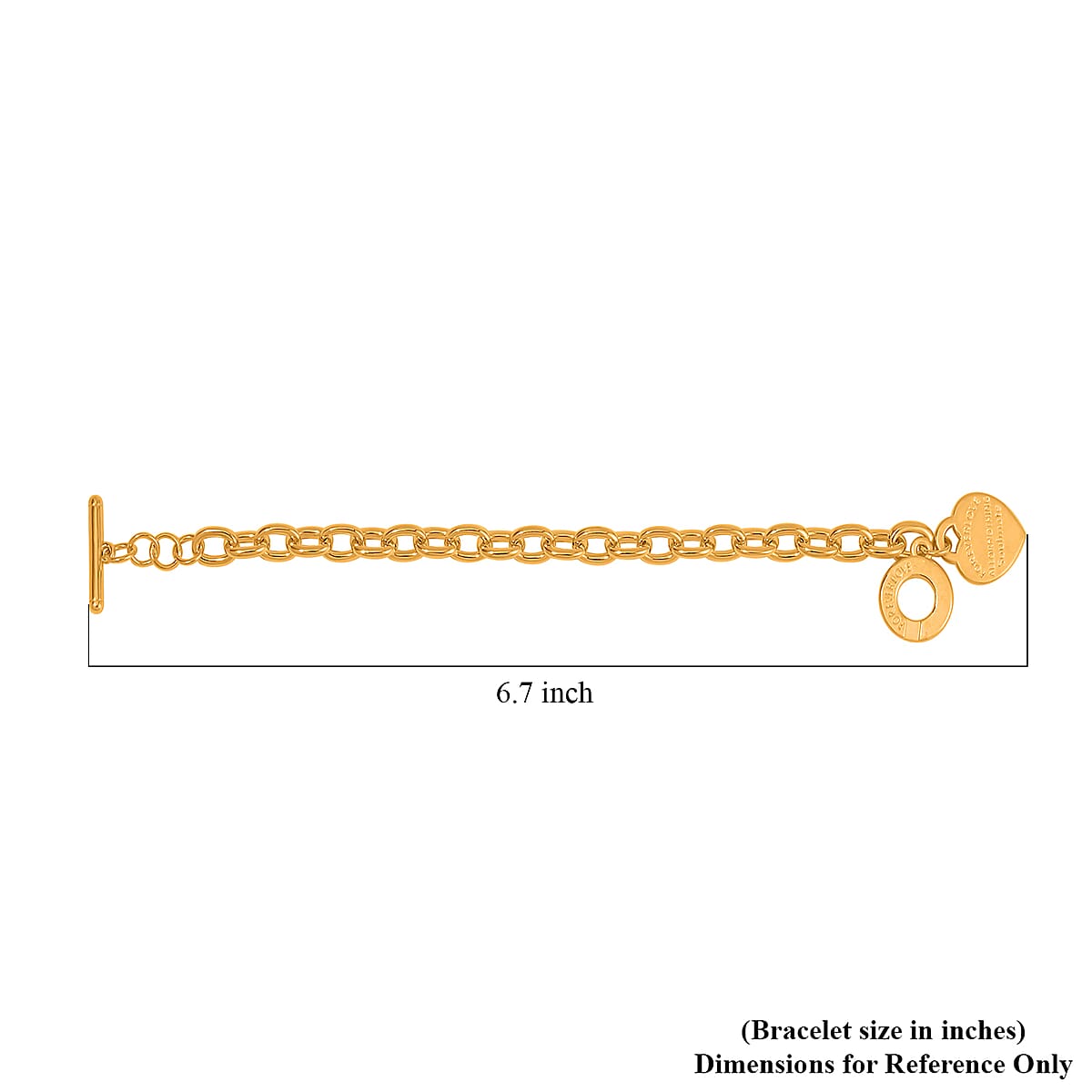 24K Yellow Gold Electroform Curb Chain Bracelet with Heart Charm (6.50 In) 8.25 Grams image number 4