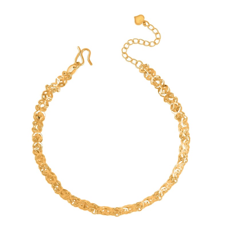 24K Yellow Gold 5mm Four-leaf Clover Chain Bracelet (6.50-8.0In) 5.10 Grams