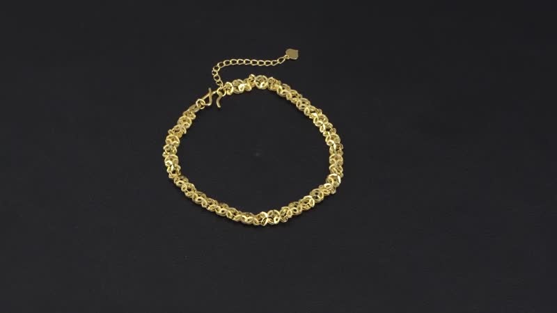 24K Yellow Gold 5mm Four-leaf Clover Chain Bracelet (6.50-8.0In) 5.10 Grams
