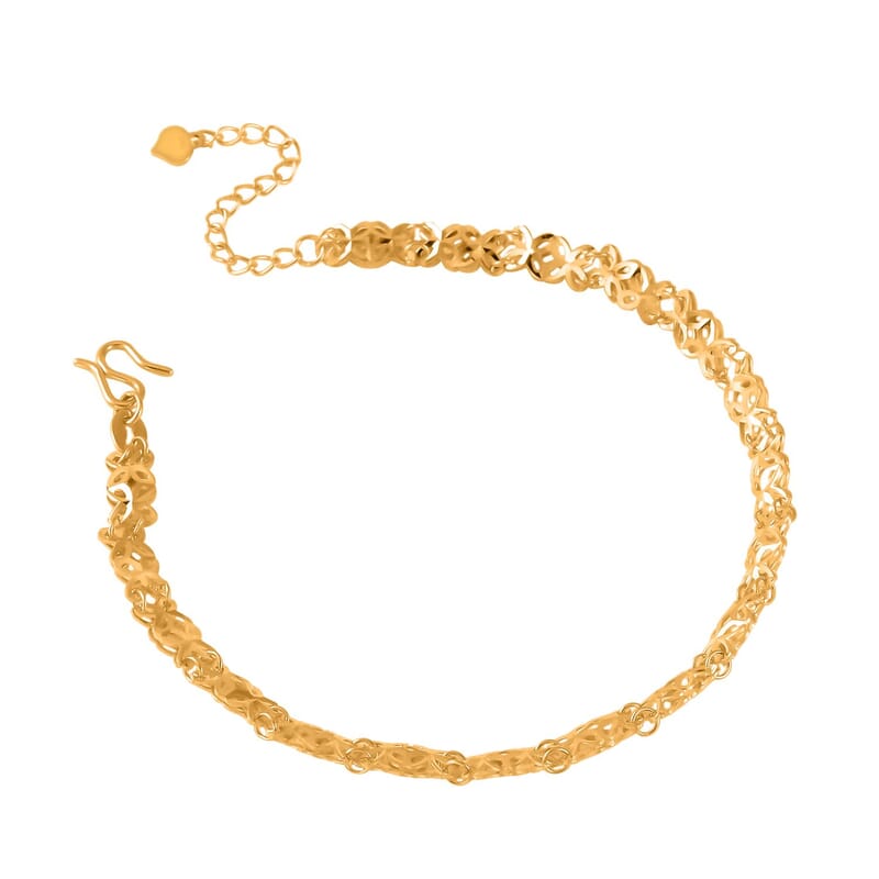24K Yellow Gold 5mm Four-leaf Clover Chain Bracelet (6.50-8.0In) 5.10 Grams