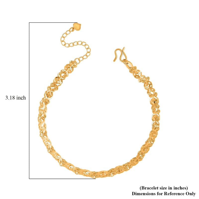 24K Yellow Gold 5mm Four-leaf Clover Chain Bracelet (6.50-8.0In) 5.10 Grams