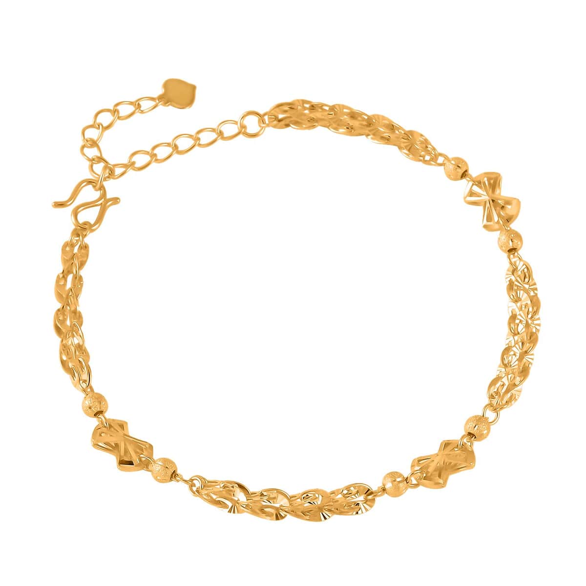 24K Yellow Gold Electroform 5mm Phoenix Tail Chain Bracelet (6.50-8.0In) 5.35 Grams image number 1
