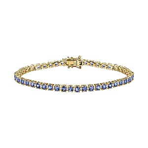 Tanzanite and White Topaz 9.46 ctw Cluster Bracelet in 14K Yellow Gold Over Sterling Silver (8 In) (11.2 g)