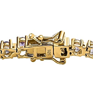 Tanzanite and White Topaz 9.46 ctw Cluster Bracelet in 14K Yellow Gold Over Sterling Silver (8 In) (11.2 g)