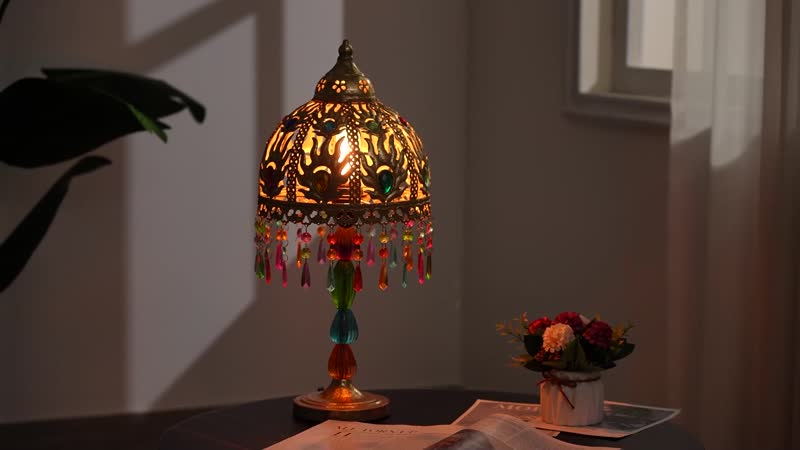 Gold Color Multi Color Acrylic Table Lamp (E26 Holder) (8.27"x8.27"x17.72")