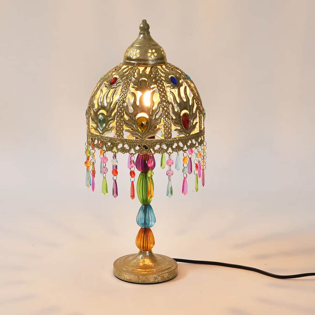 Gold Color Multi Color Acrylic Table Lamp (E26 Holder) (8.27"x8.27"x17.72") image number 4