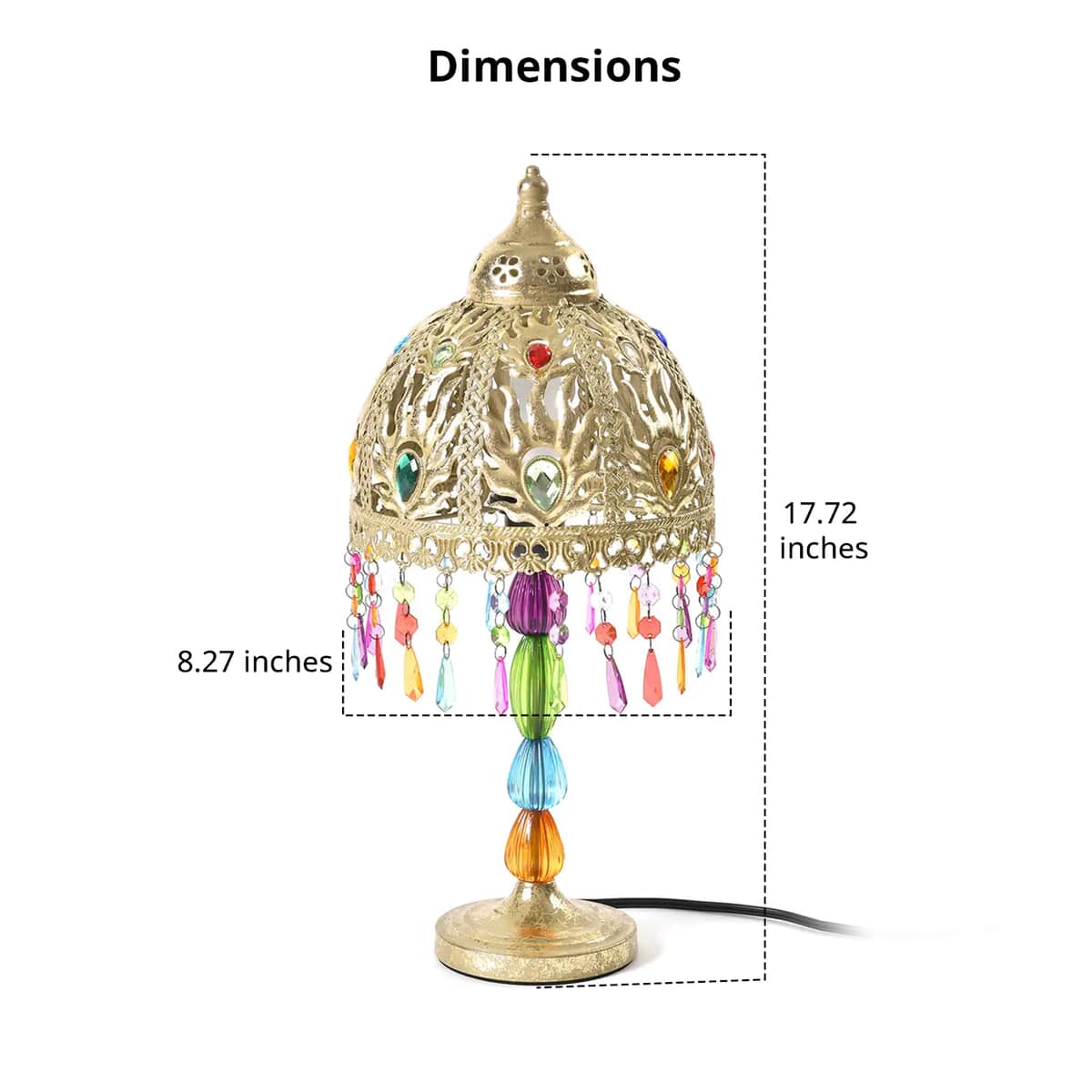 Gold Color Multi Color Acrylic Table Lamp (E26 Holder) (8.27"x8.27"x17.72") image number 5