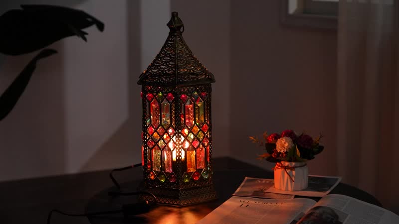 Gold Color Multi Color Acrylic Table Lamp (E26 Holder) (7.09"x7.09"x17.72")