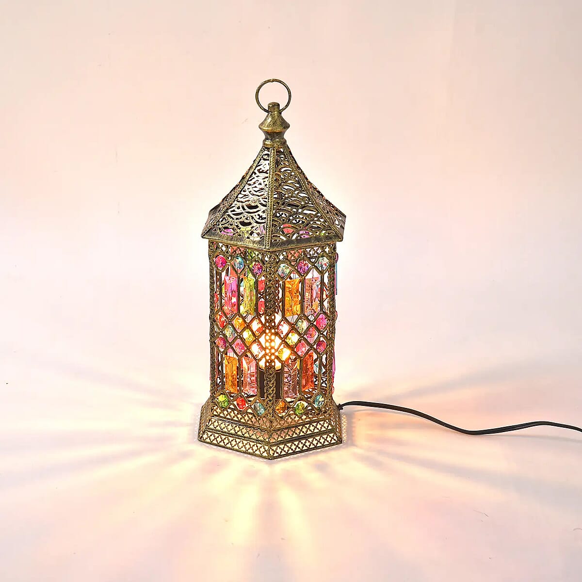 Gold Color Multi Color Acrylic Table Lamp (E26 Holder) (7.09"x7.09"x17.72") image number 4