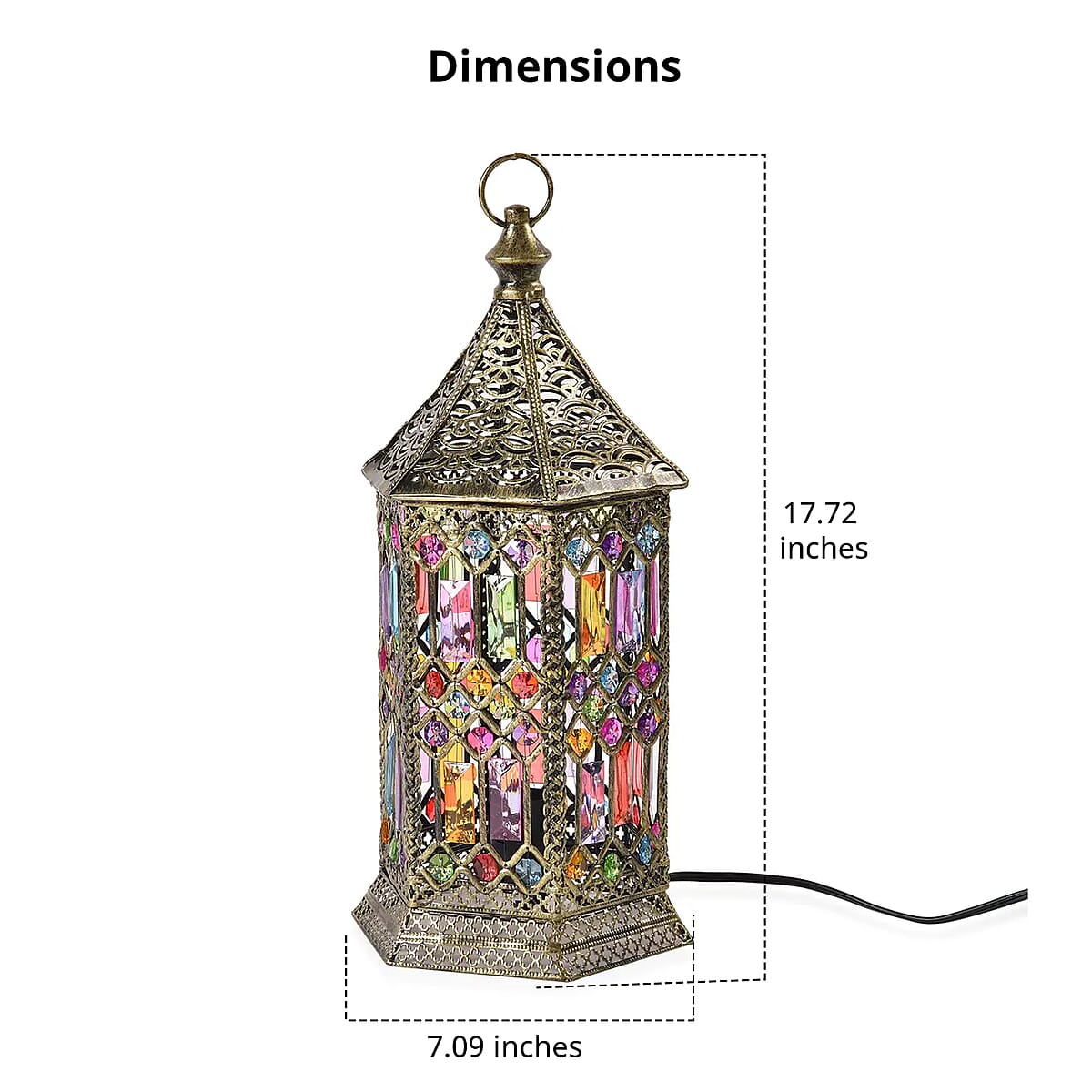 Gold Color Multi Color Acrylic Table Lamp (E26 Holder) (7.09"x7.09"x17.72") image number 5