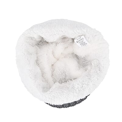 Livmore USB Rechargeable Waterproof LED Lighted Beanie Cap with Sherpa Lining and with Faux fur Bubble - Gray