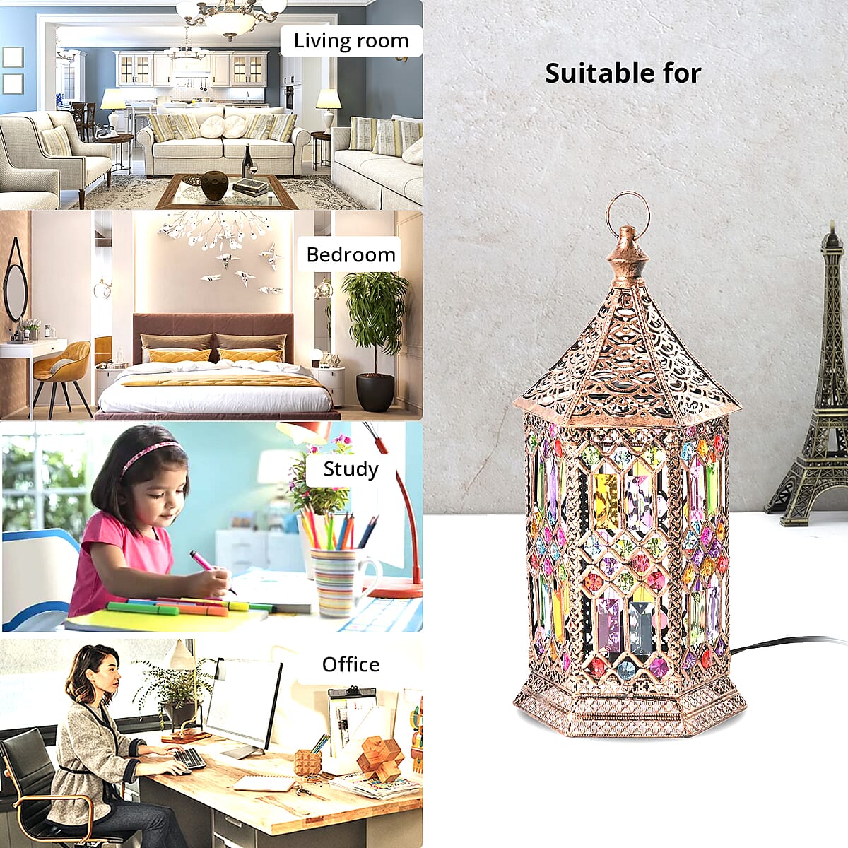 Dark Gold Color Multi Color Acrylic Table Lamp (E26 Holder) image number 3