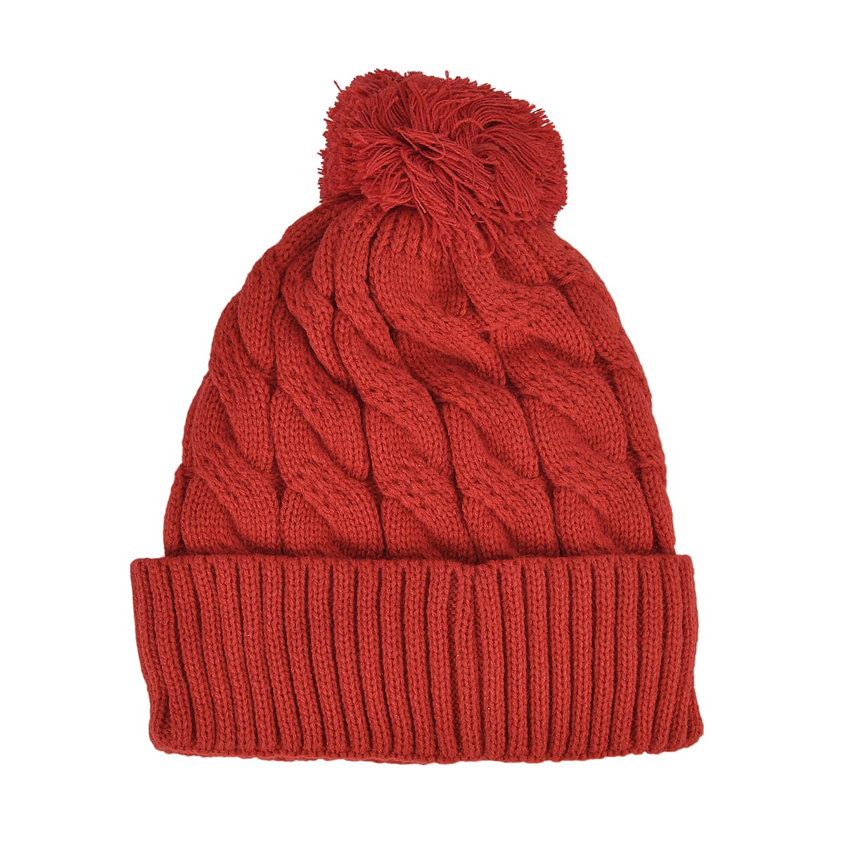Livmore USB Rechargeable Waterproof LED Lighted Beanie Cap with Sherpa Lining and with Faux fur Bubble - Red image number 4