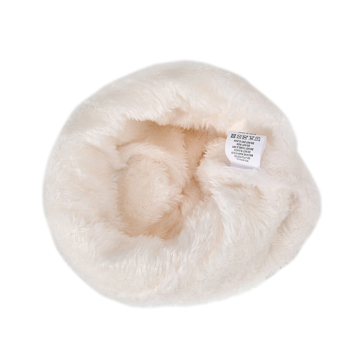 Doorbuster USB Rechargeable Waterproof LED Lighted Beanie Cap with Sherpa Lining and with Faux fur Bubble - White image number 3
