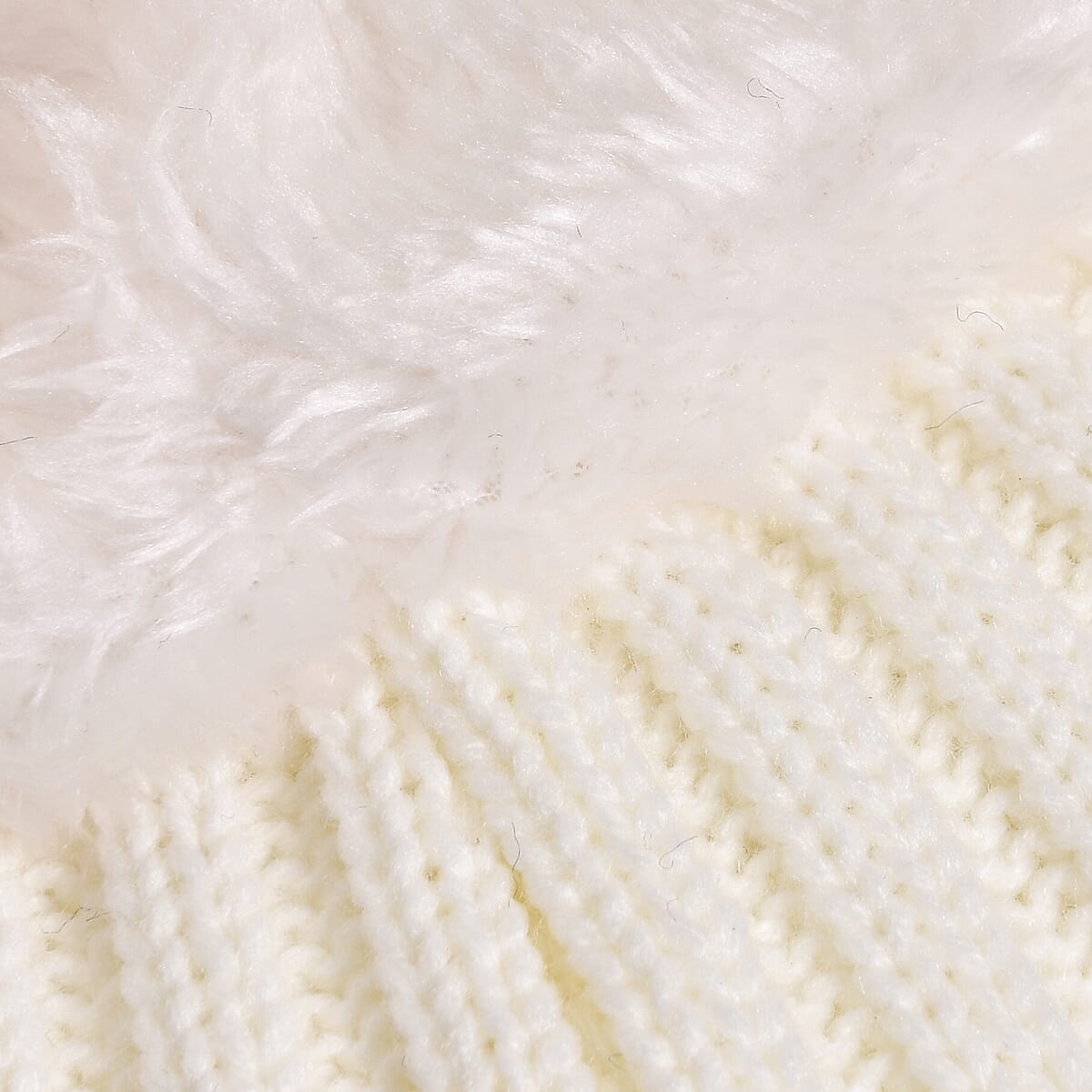 Doorbuster USB Rechargeable Waterproof LED Lighted Beanie Cap with Sherpa Lining and with Faux fur Bubble - White image number 6
