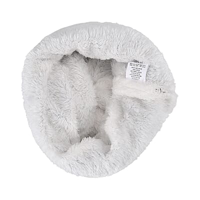 Livmore USB Rechargeable Waterproof LED Lighted Beanie Cap with Sherpa Lining and with Faux fur Bubble - Black