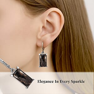 Matrix Silver Shungite 3.75 ctw Lever Back Earrings in Stainless Steel