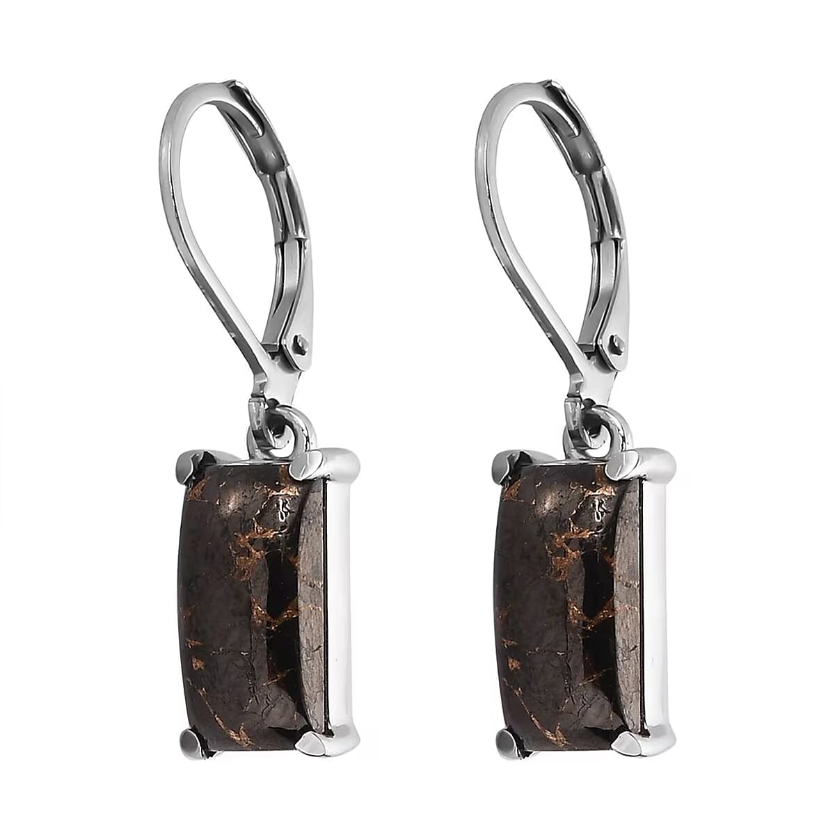 Matrix Silver Shungite 3.75 ctw Lever Back Earrings in Stainless Steel image number 7