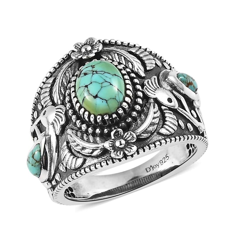Artisan Crafted Blue Moon Turquoise Kokopelli Ring in Sterling Silver (Size 10.0) 1.50 ctw
