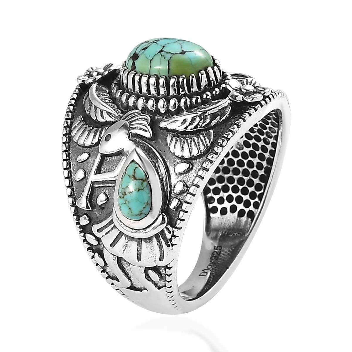 Artisan Crafted Blue Moon Turquoise Kokopelli Ring in Sterling Silver (Del. in 5-7 Days) 1.50 ctw image number 2