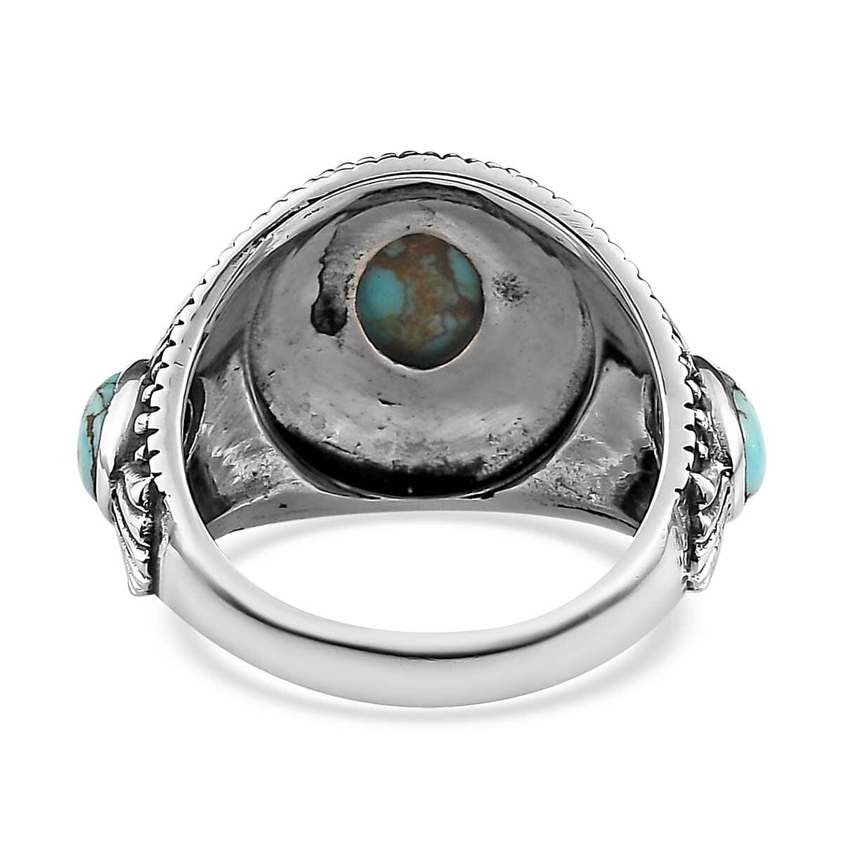 Artisan Crafted Blue Moon Turquoise Eagle Ring in Sterling Silver (Size 6.0) 2.10 ctw image number 3
