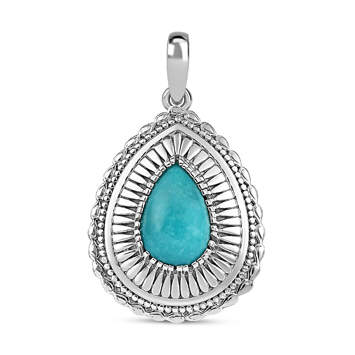 Sierra Nevada Turquoise 2.47 ctw Solitaire Pendant in Platinum Over Sterling Silver