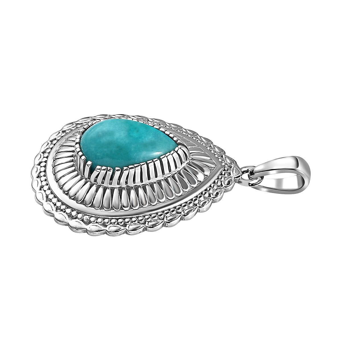 Sierra Nevada Turquoise 2.47 ctw Solitaire Pendant in Platinum Over Sterling Silver