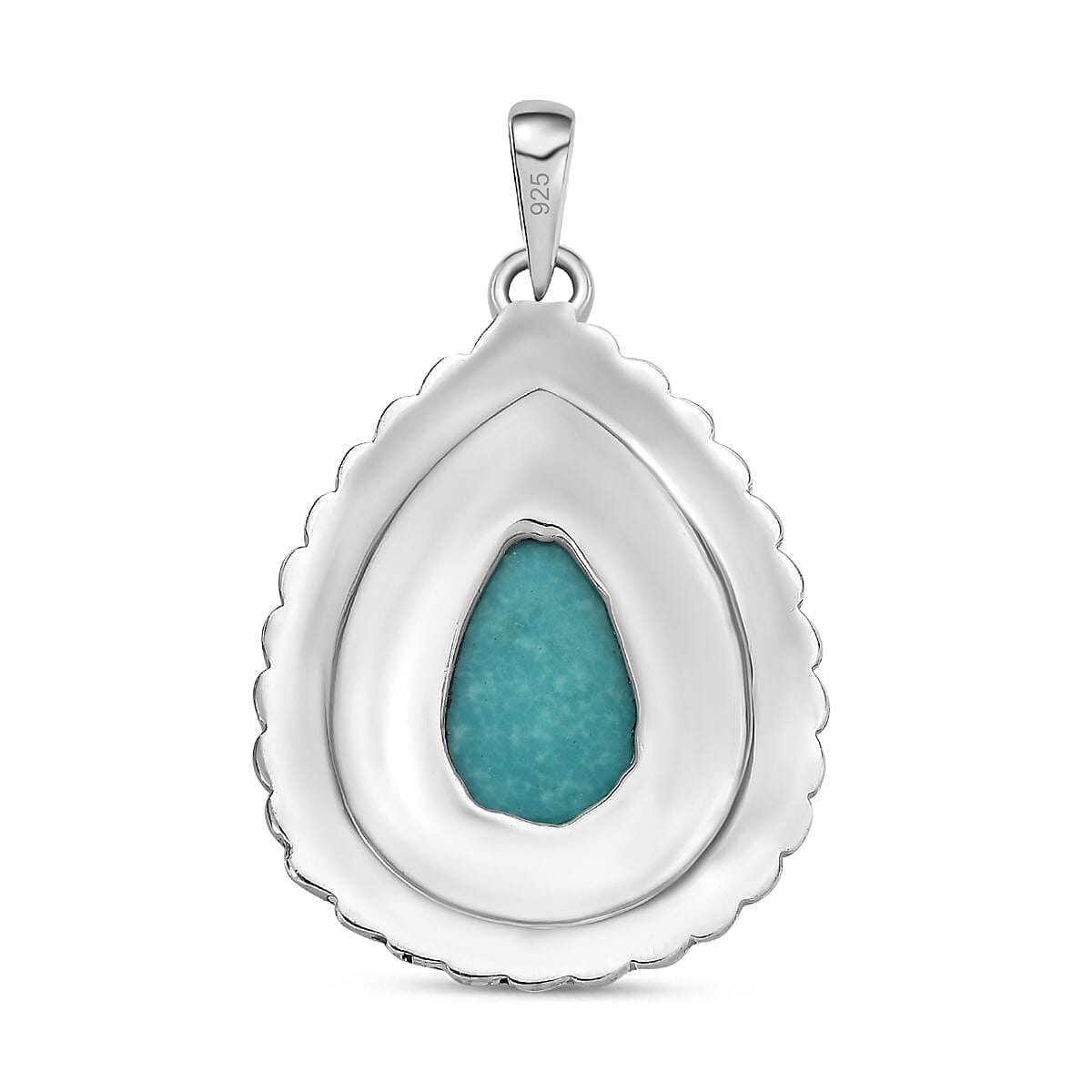 Sierra Nevada Turquoise 2.47 ctw Solitaire Pendant in Platinum Over Sterling Silver
