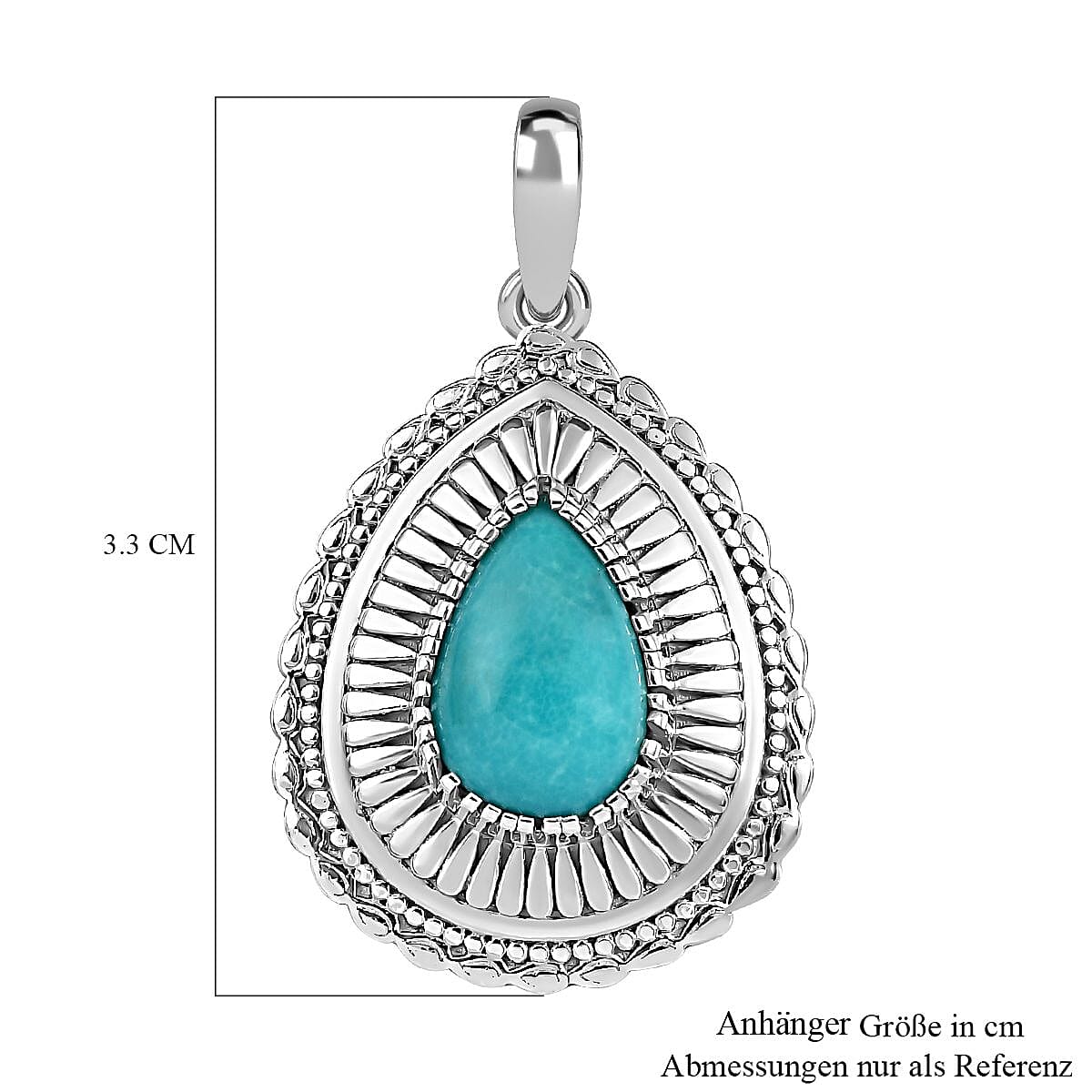 Sierra Nevada Turquoise 2.47 ctw Solitaire Pendant in Platinum Over Sterling Silver