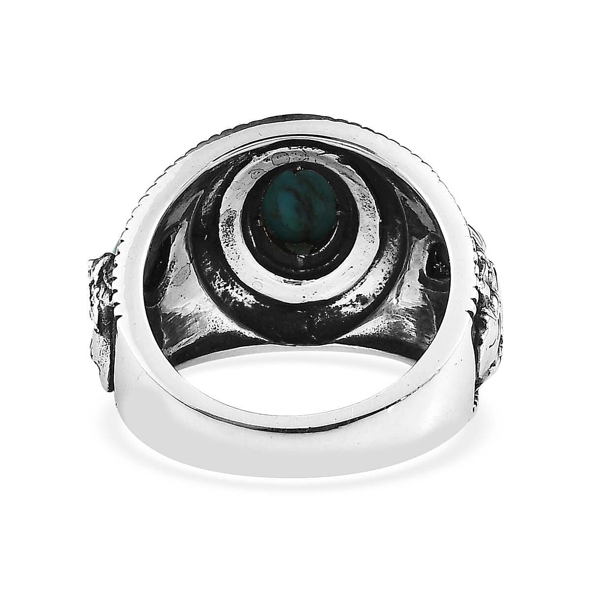 Artisan Crafted Blue Moon Turquoise Leaves Ring in Sterling Silver (Size 7.0) 1.60 ctw image number 4