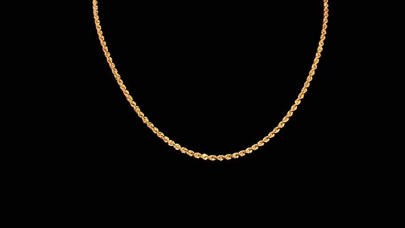 3.3mm Rope Chain Necklace in 22K Yellow Gold 9.0 Grams 20 Inches