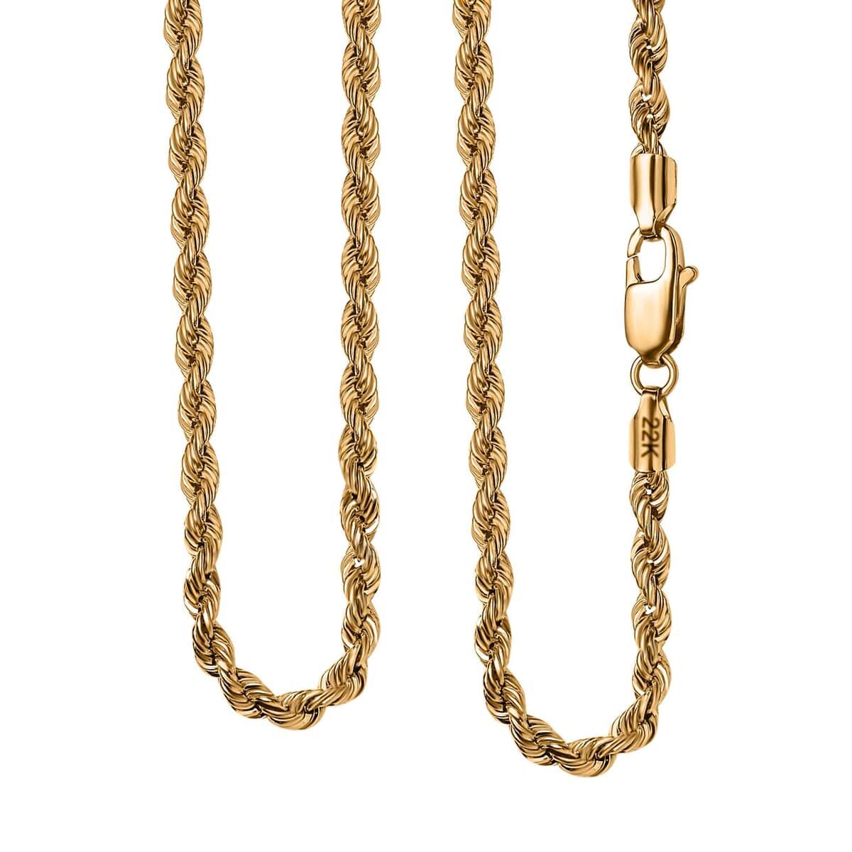 22K Yellow Gold 3.3mm Rope Chain Necklace 20 Inches 9.10 Grams (Del. in 10-15 Days) image number 3