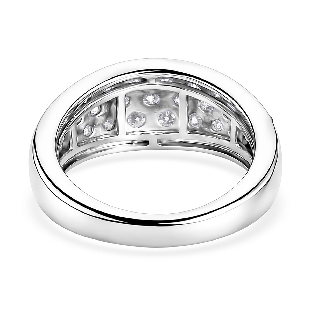 Moissanite 0.85 ctw Ring in Platinum Over Sterling Silver (Size 10.0)