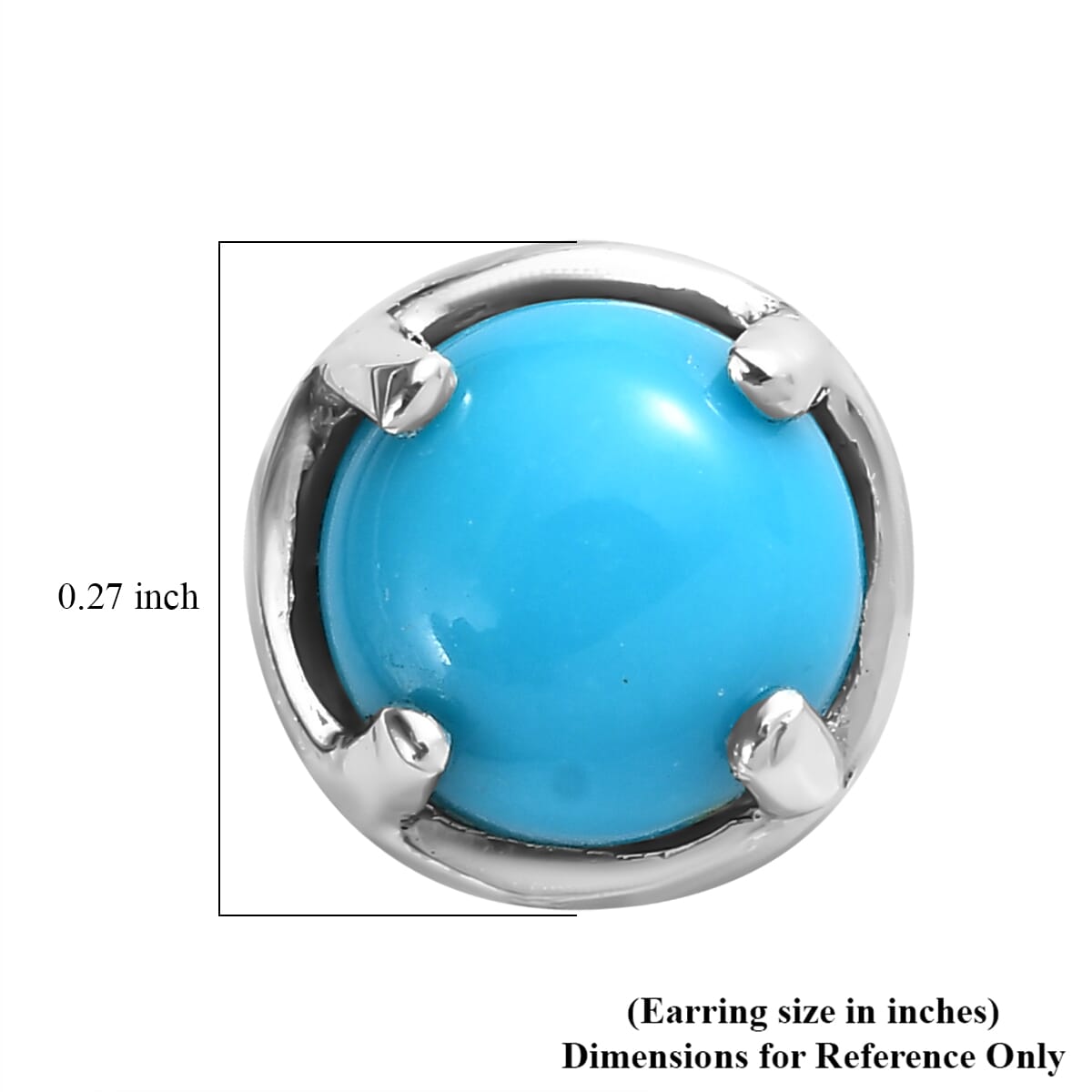 Sleeping Beauty Turquoise Solitaire Stud Earrings in Platinum Over Sterling Silver 1.00 ctw image number 4
