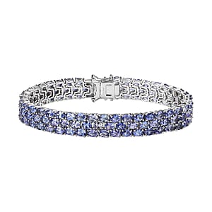 Karis Tanzanite Three-Row Bracelet in Platinum Bond (7.25 In) 20.25 ctw