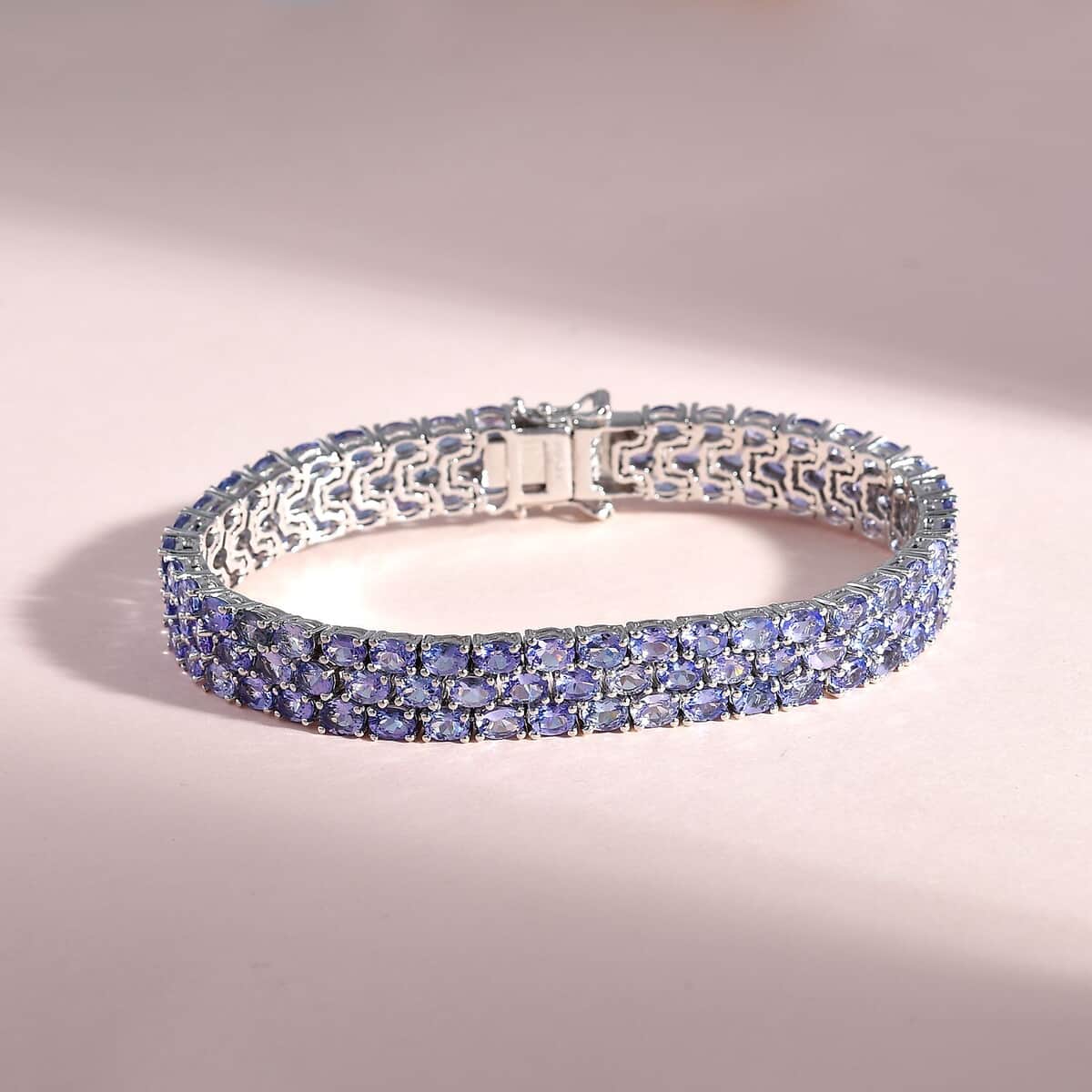 Karis Tanzanite Three-Row Bracelet in Platinum Bond (7.25 In) (Del. in 5-7 Days) 21.00 ctw image number 1