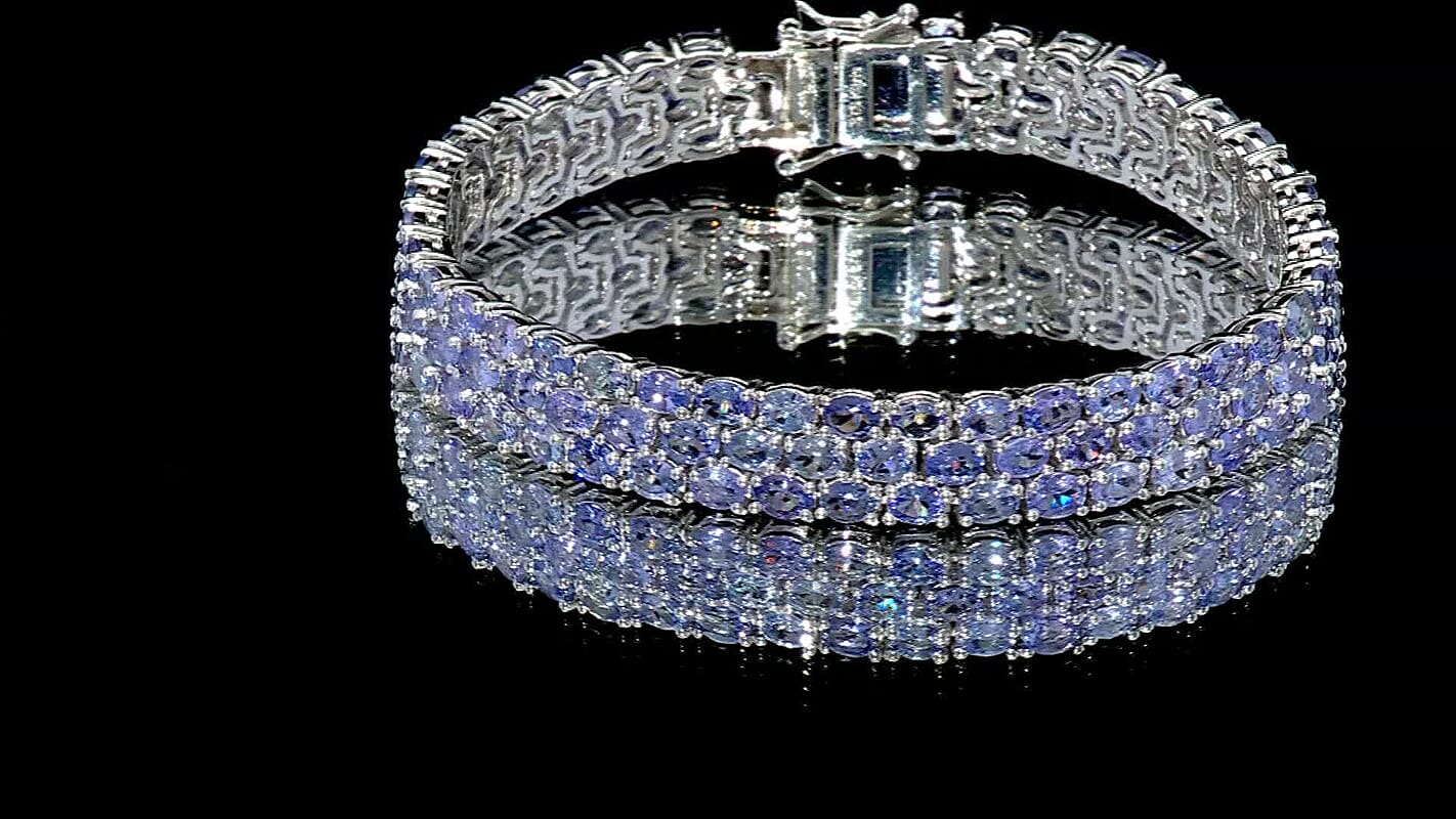 Karis Tanzanite Three-Row Bracelet in Platinum Bond (7.25 In) (Del. in 5-7 Days) 21.00 ctw
