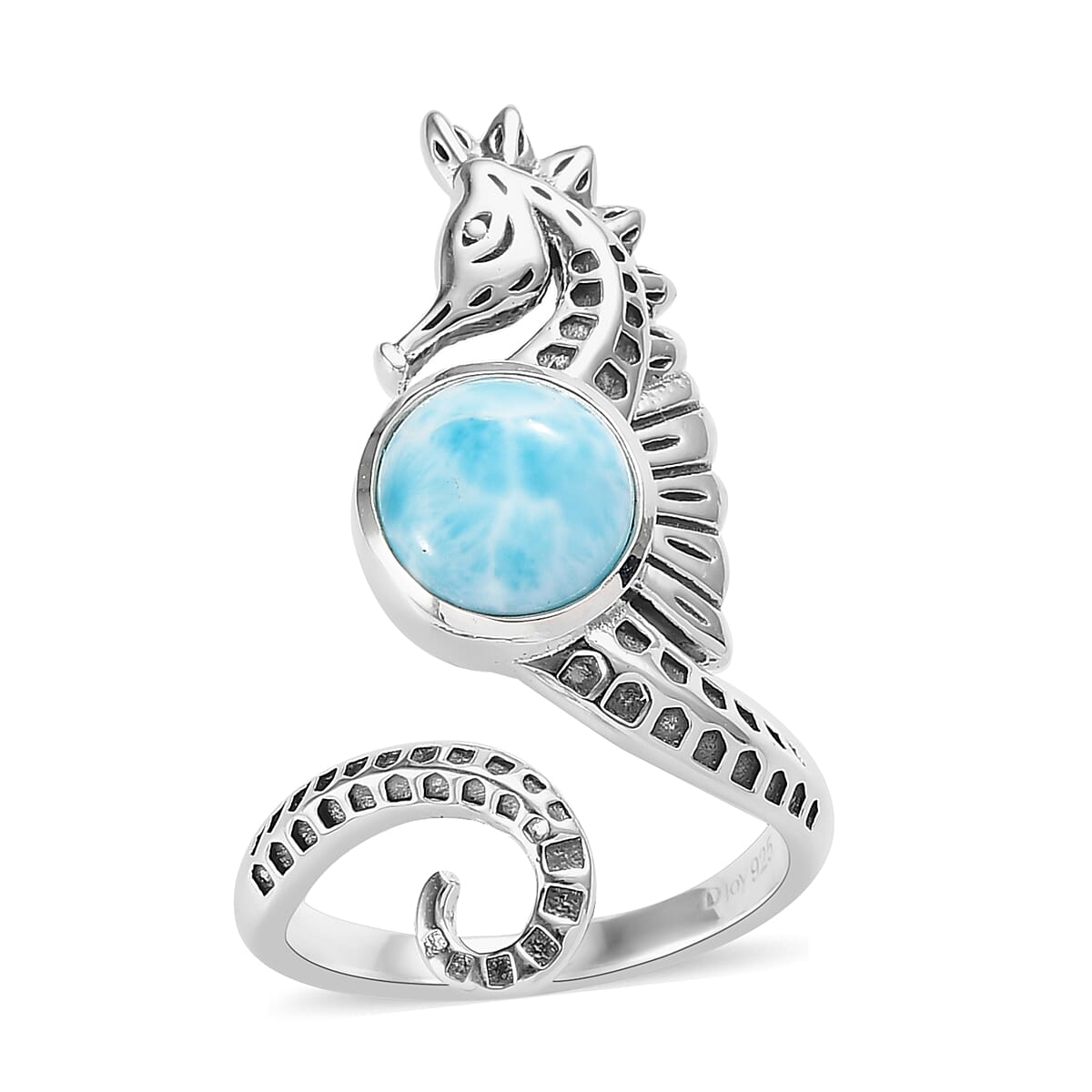 Larimar Seahorse Ring in Platinum Over Sterling Silver 2.65 ctw image number 0