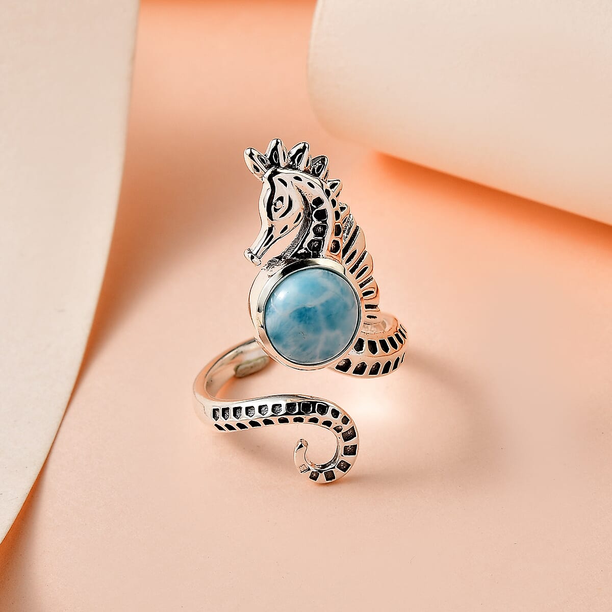 Larimar Seahorse Ring in Platinum Over Sterling Silver 2.65 ctw image number 1